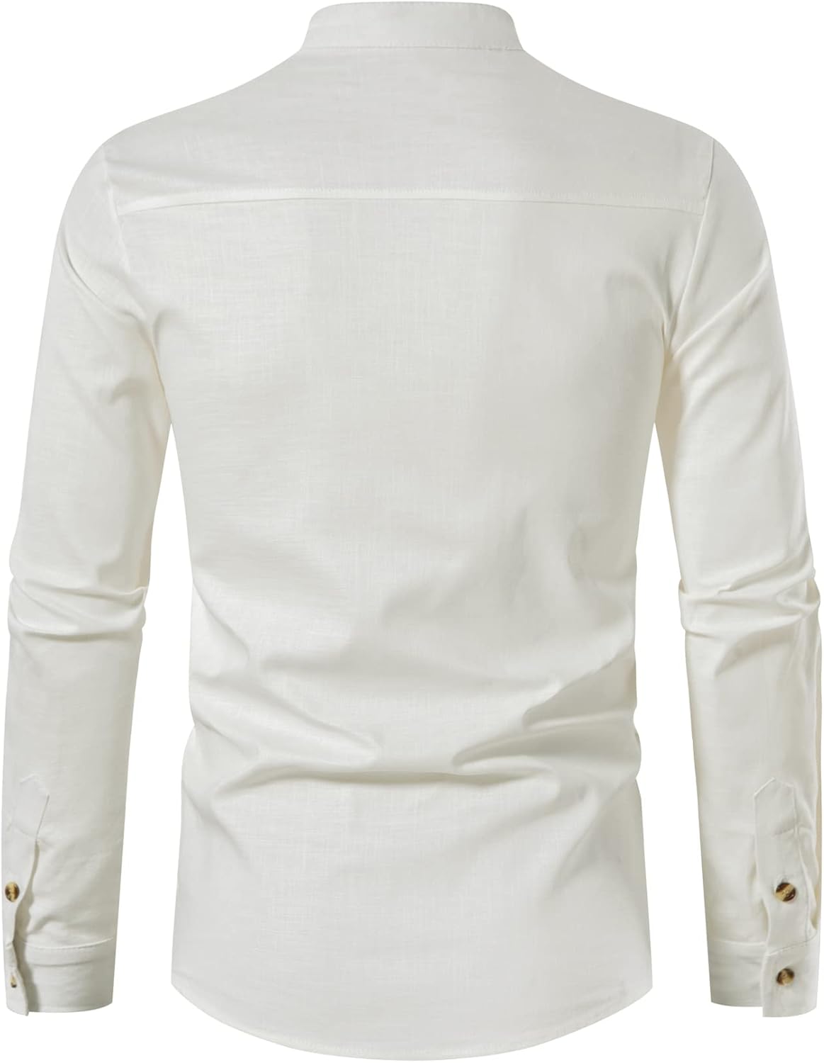 LucMatton Men's Cotton Retro Style Roll-up Long Sleeve Shirt, Slim Fit, Henley Tops, Solid, S,M,L,XL