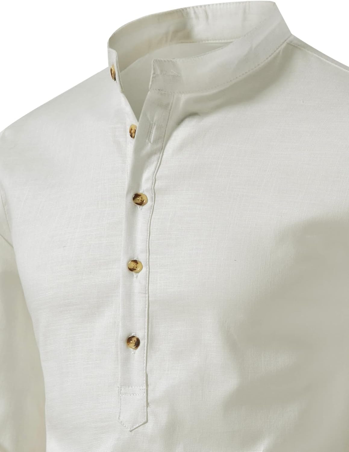 LucMatton Men's Cotton Retro Style Roll-up Long Sleeve Shirt, Slim Fit, Henley Tops, Solid, S,M,L,XL