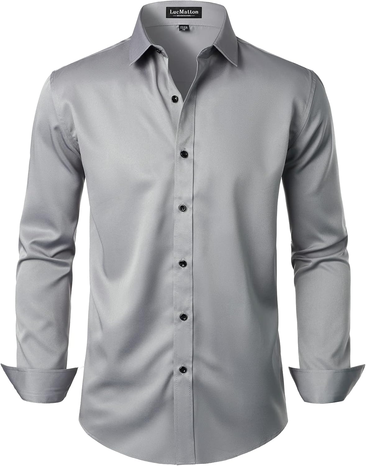 LucMatton Men's Dress Shirt Formal Stretch Wrinkle-Free Long Sleeve Slim Fit Button Down Shirts for Wedding Party