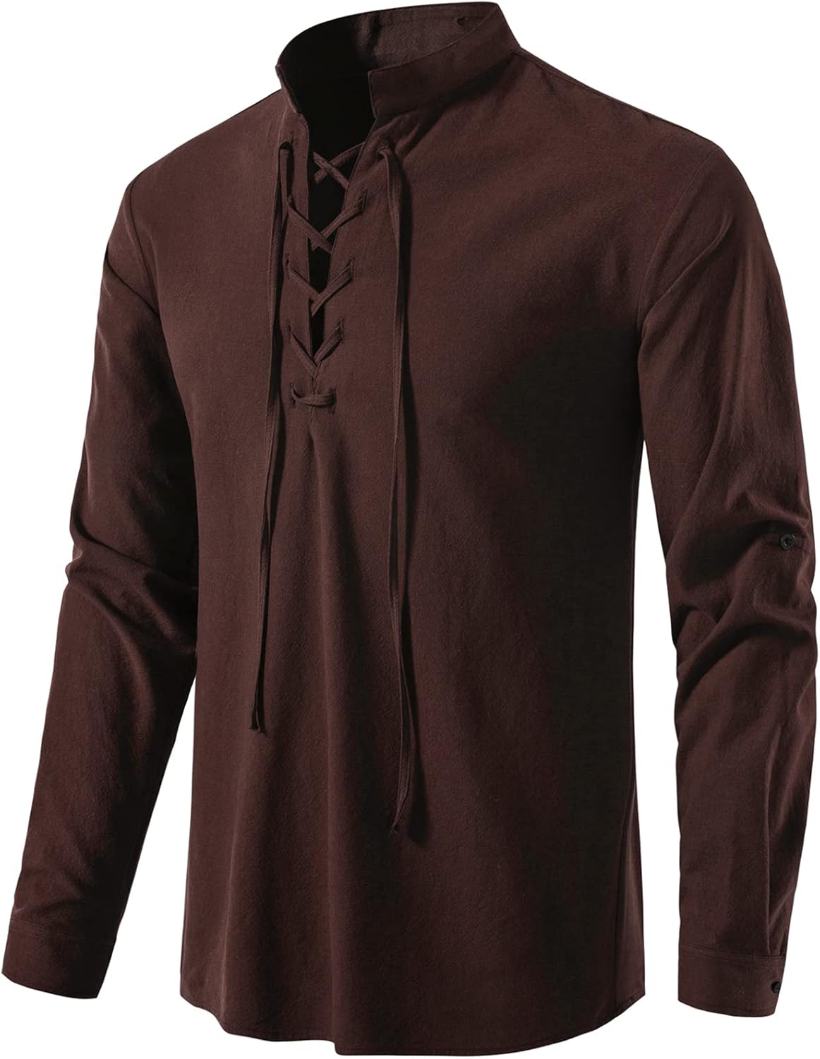 LucMatton Men Classic Lace Up Cotton Shirt Medieval Vintage Costume …