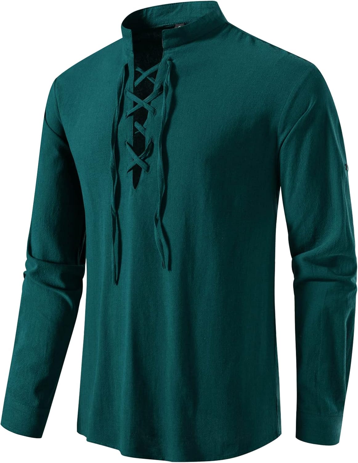 LucMatton Men Classic Lace Up Cotton Shirt Medieval Vintage Costume …