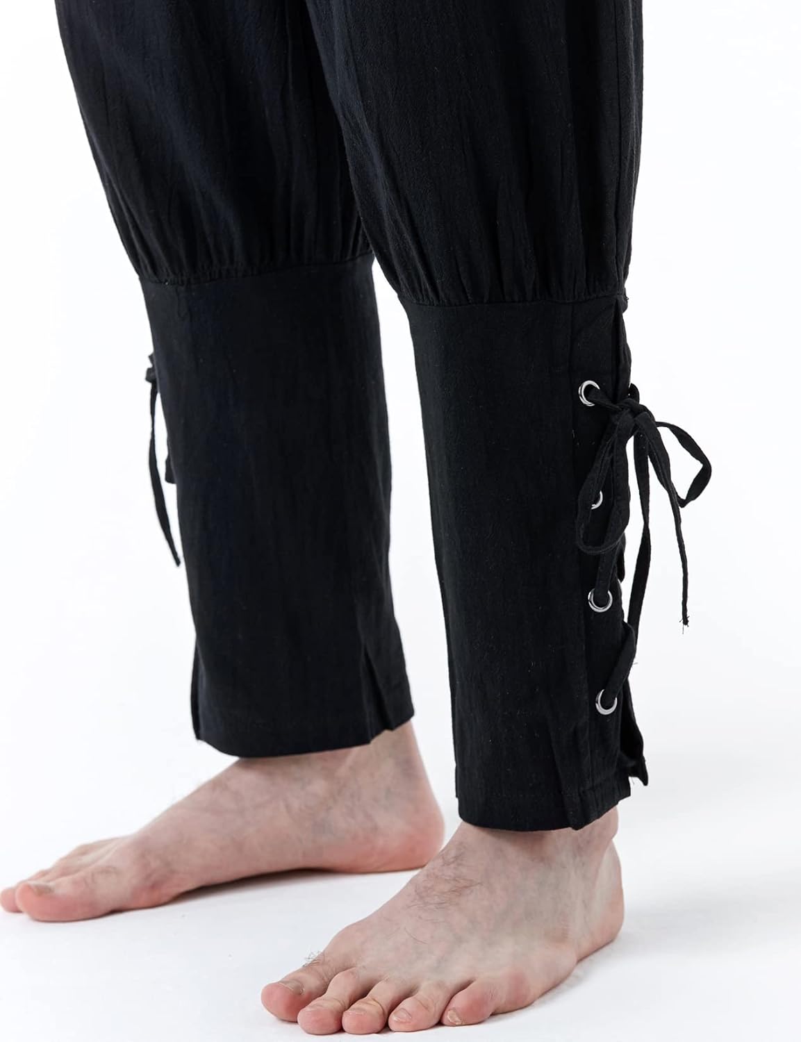 LucMatton Men's Cotton Retro Ankle Banded Pants for Halloween Cosplay Renaissance Medieval Viking Pirate Costume