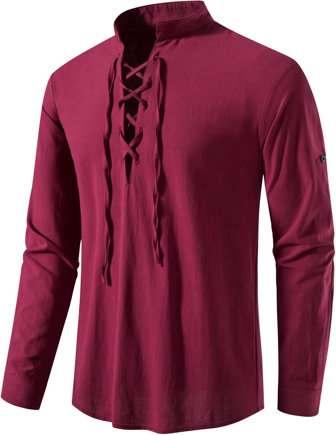 LucMatton Men Classic Lace Up Cotton Shirt Medieval Vintage Costume …