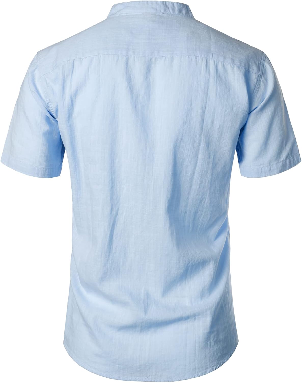 LucMatton Men's Casual Cotton Linen Short Sleeve Henley Shirt Summer Lightweight Banded Collar Beach Tops