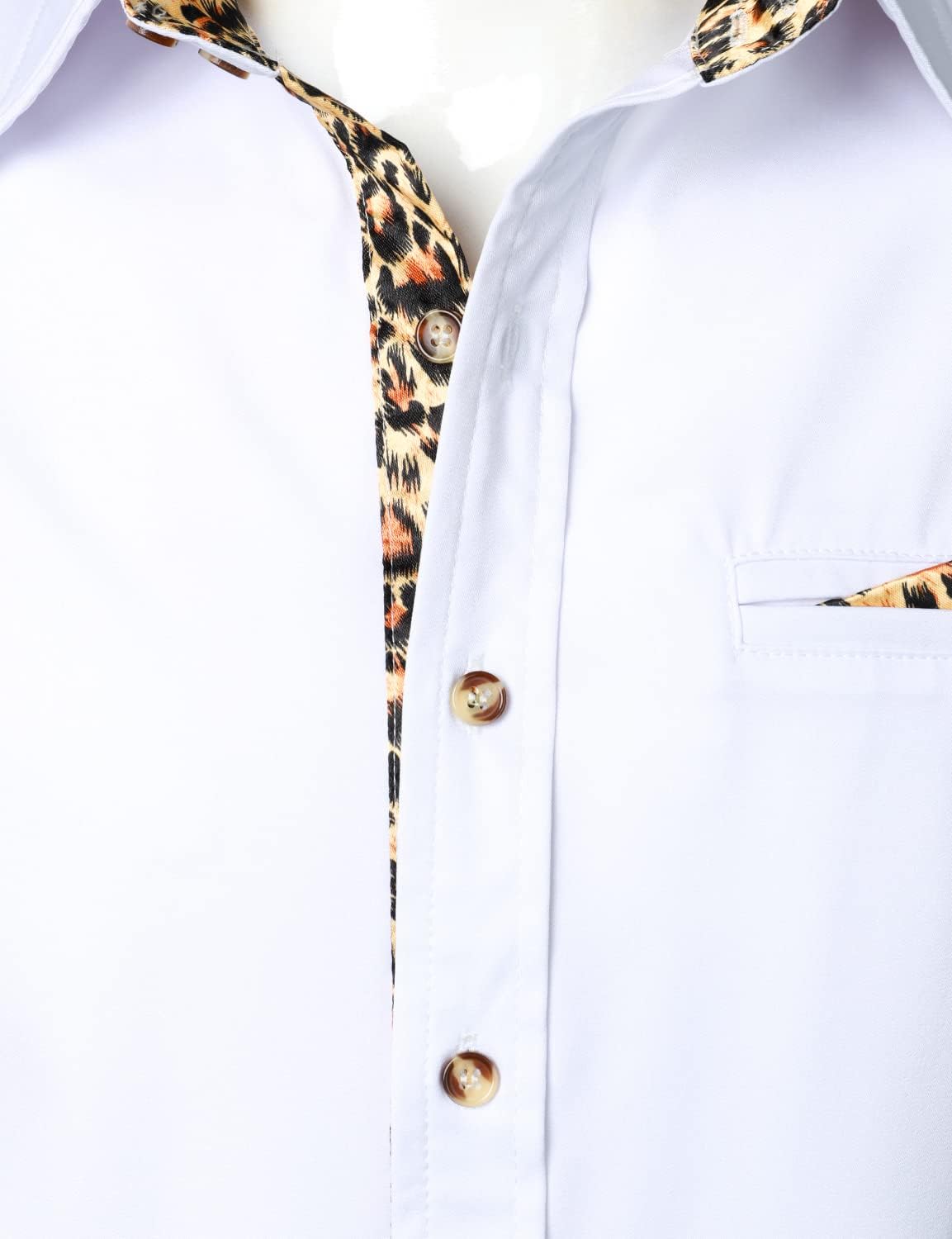 LucMatton Men's Hipster Long Sleeve Button Down Leopard Print Shirts for Club Rock Party