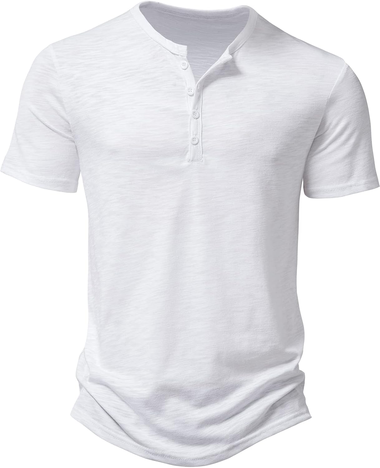 LucMatton Men's Casual Short Sleeve Slim Fit Henley Shirt Stylish 4 Buttons Muscle T-Shirts