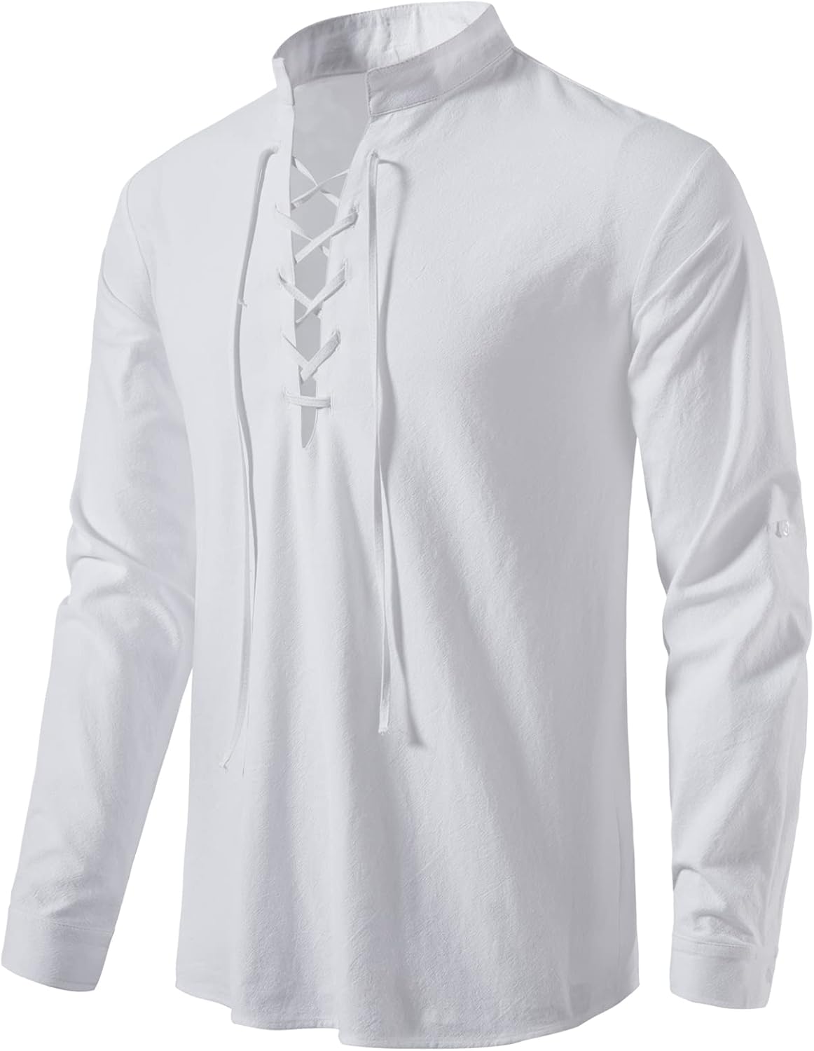 LucMatton Men Classic Lace Up Cotton Shirt Medieval Vintage Costume …