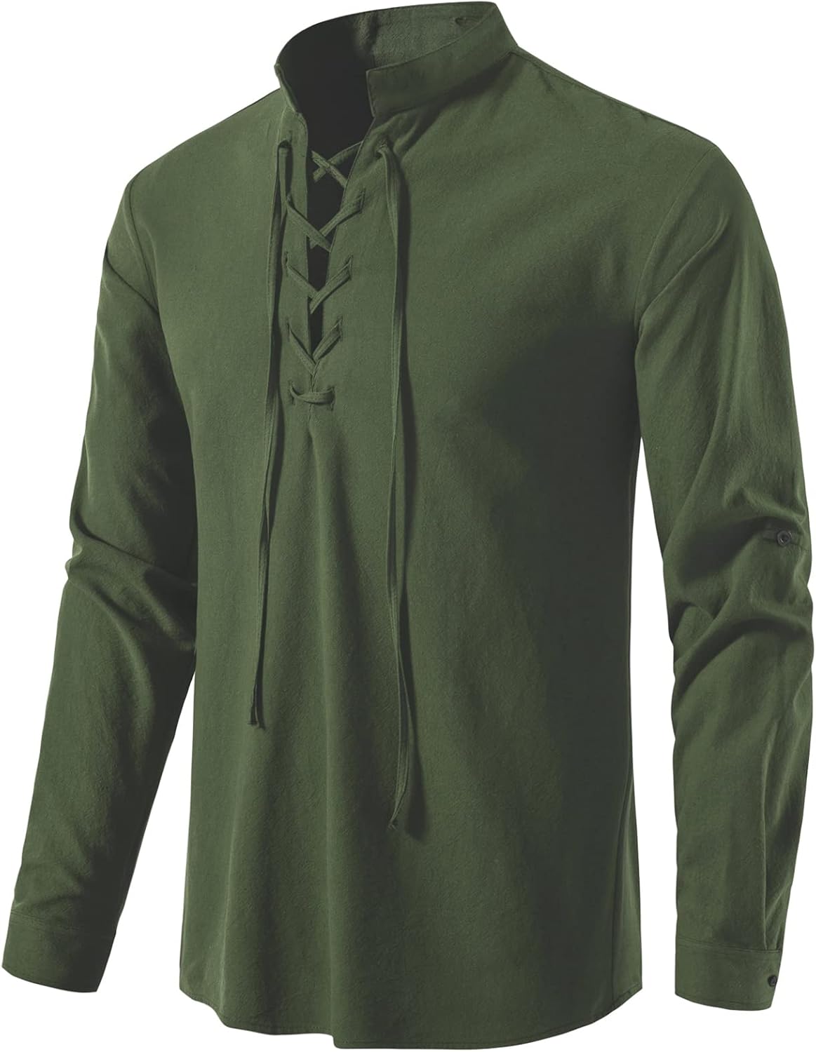 LucMatton Men Classic Lace Up Cotton Shirt Medieval Vintage Costume …