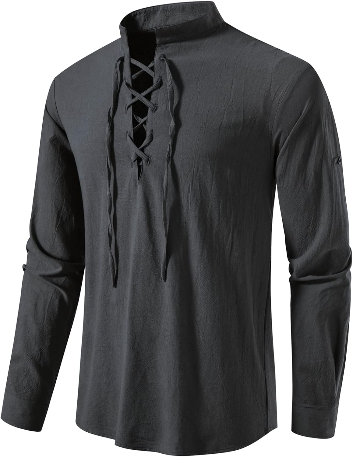 LucMatton Men Classic Lace Up Cotton Shirt Medieval Vintage Costume …