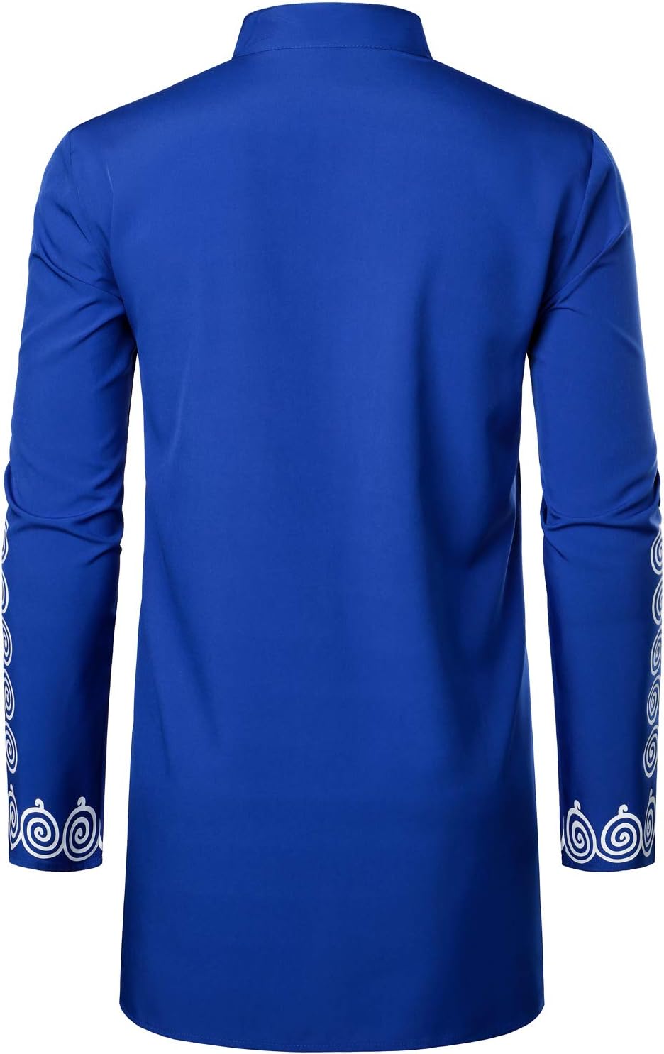 LucMatton Men's Traditional African Long Sleeve Dashiki Shiny Metallic Pattern Printed Party Shirt