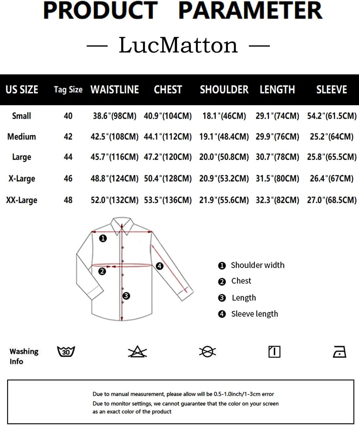 LucMatton Men's Dress Shirt Formal Stretch Wrinkle-Free Long Sleeve Slim Fit Button Down Shirts for Wedding Party