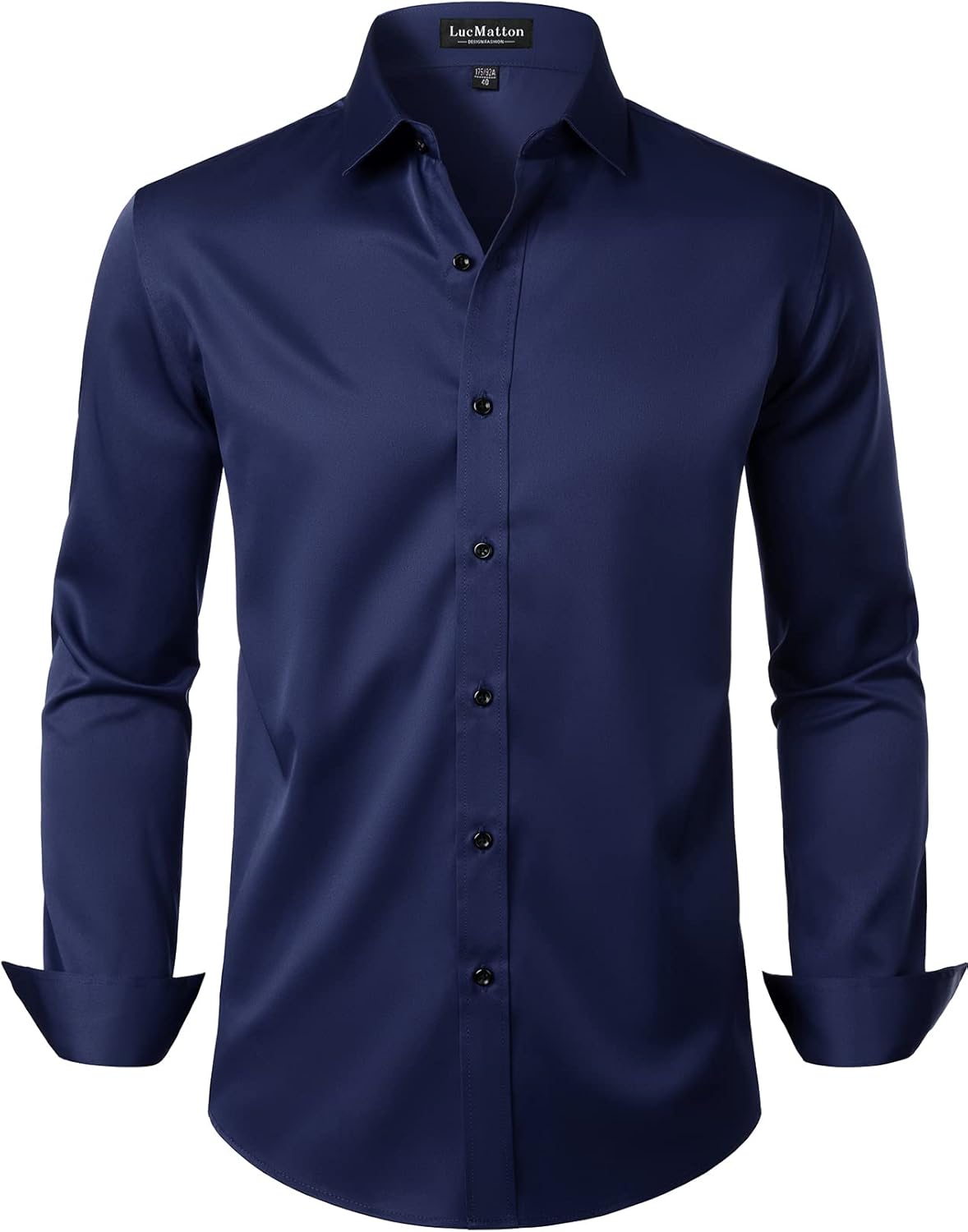 LucMatton Men's Dress Shirt Formal Stretch Wrinkle-Free Long Sleeve Slim Fit Button Down Shirts for Wedding Party
