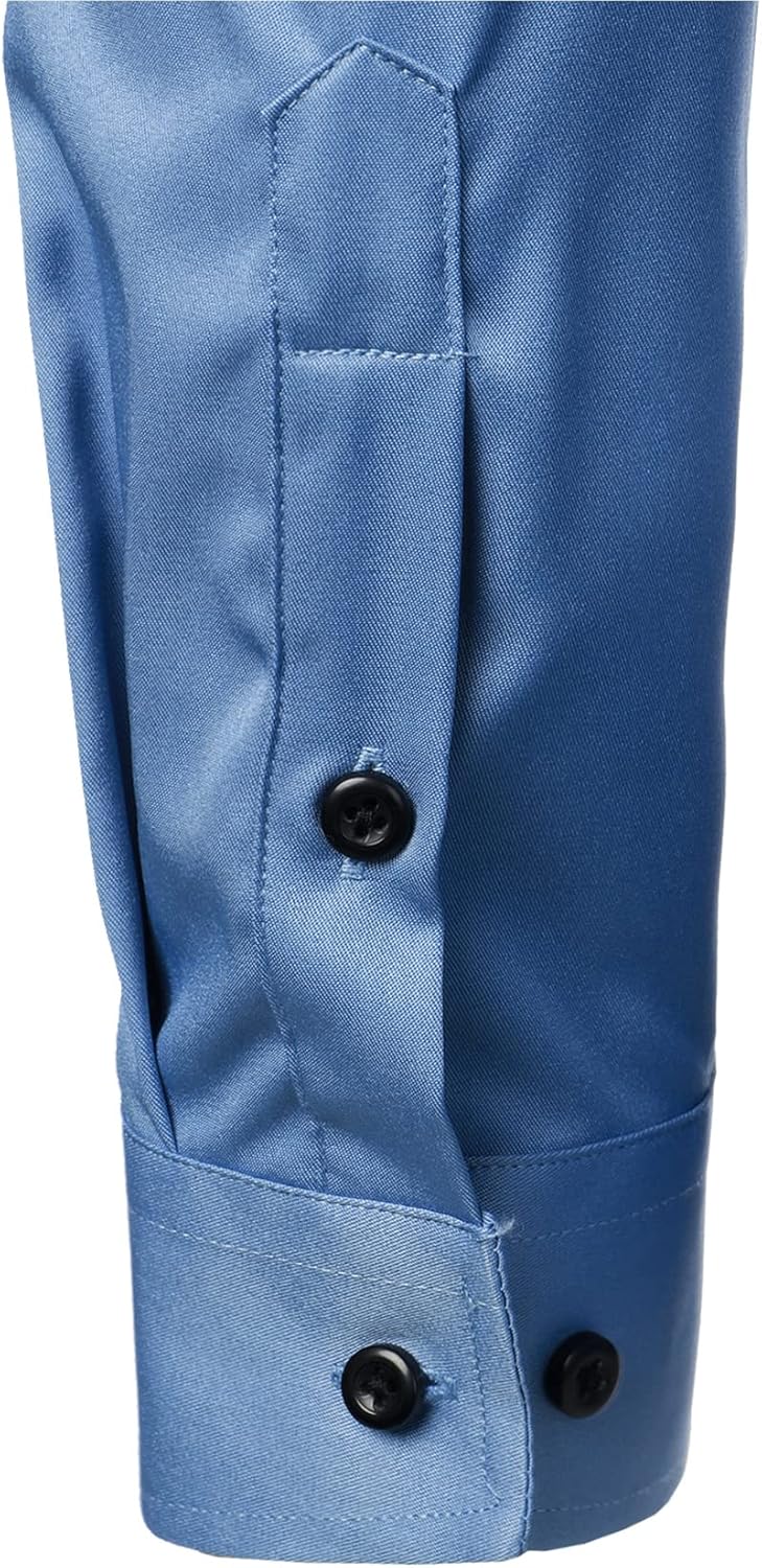 LucMatton Men's Dress Shirt Formal Stretch Wrinkle-Free Long Sleeve Slim Fit Button Down Shirts for Wedding Party