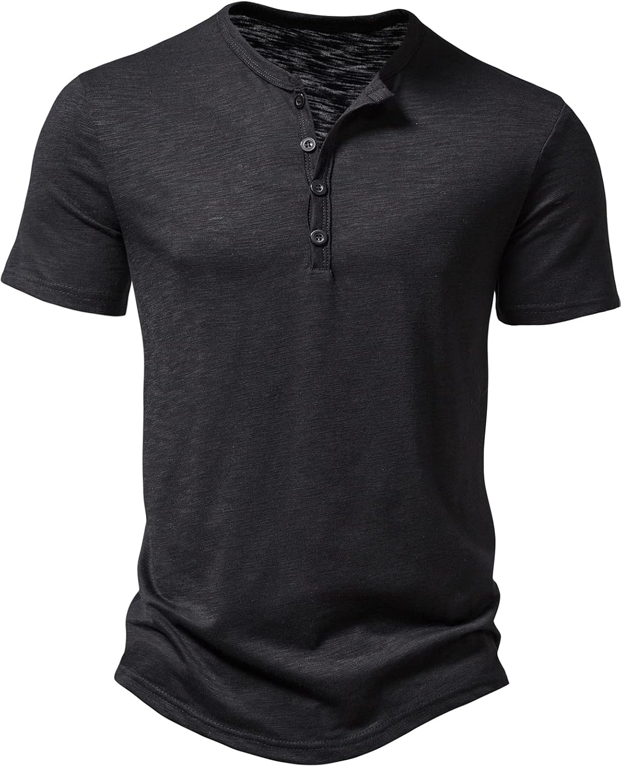 LucMatton Men's Casual Short Sleeve Slim Fit Henley Shirt Stylish 4 Buttons Muscle T-Shirts