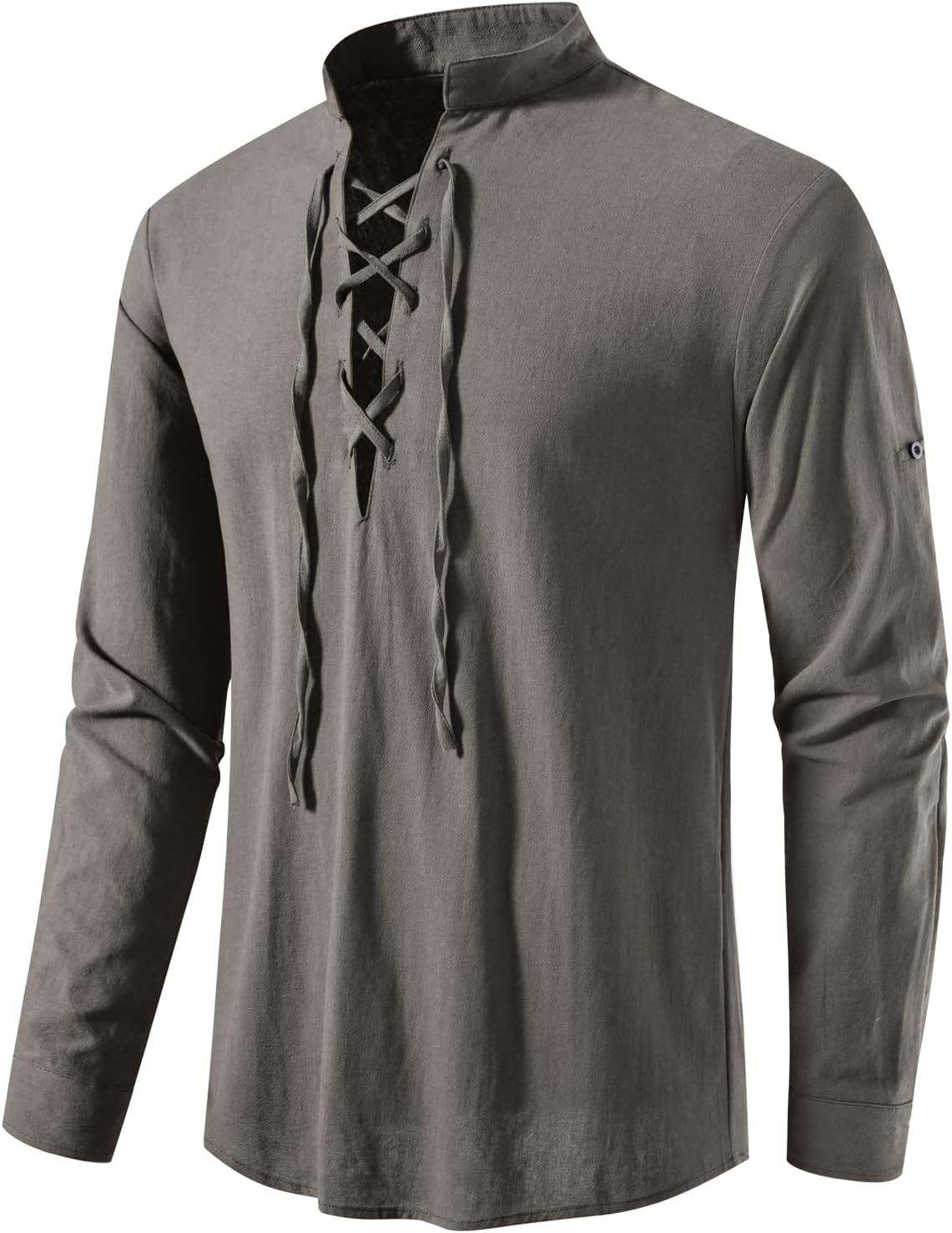 LucMatton Men Classic Lace Up Cotton Shirt Medieval Vintage Costume …