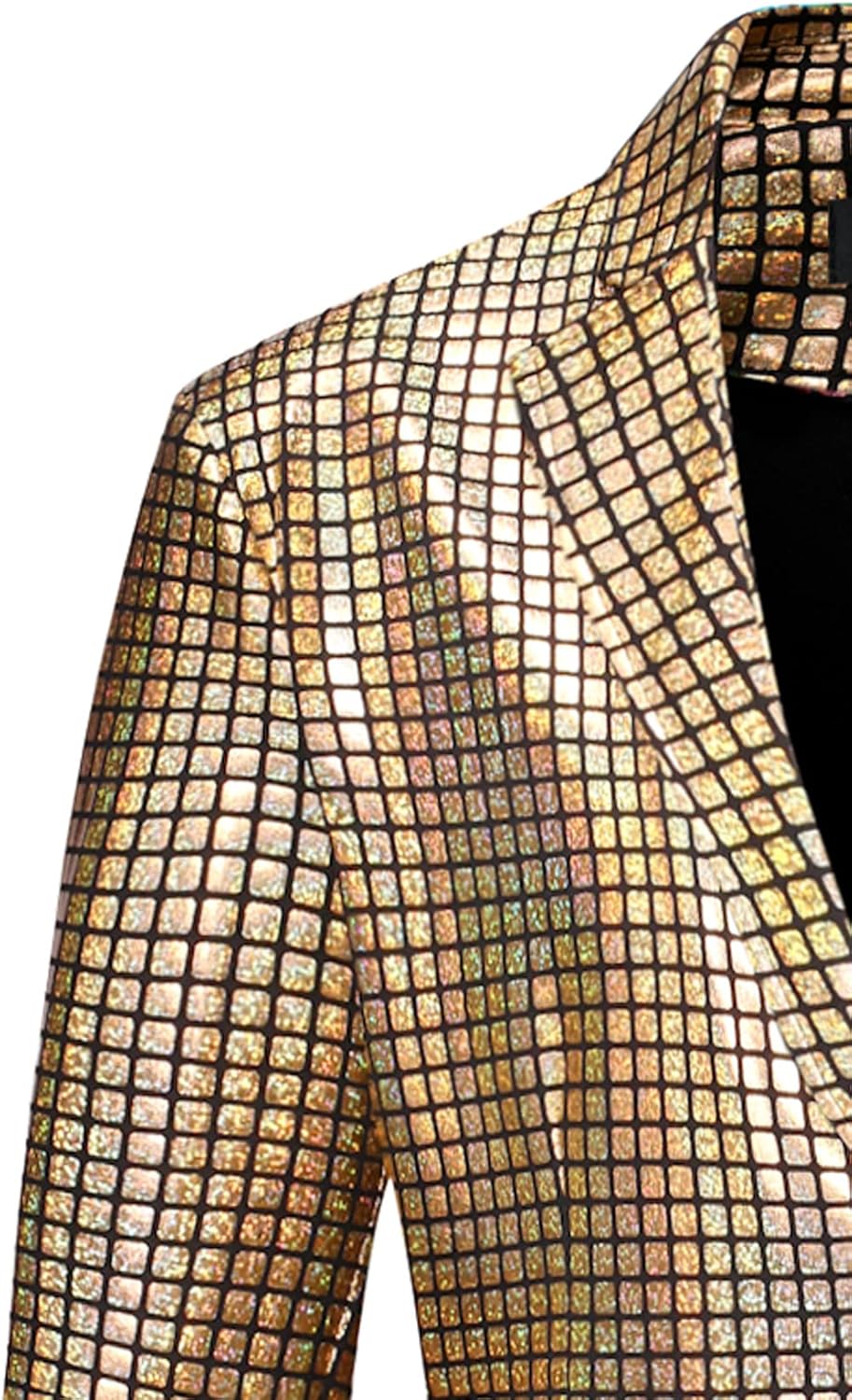 LucMatton Men's Metallic Sequin Suits 2 Piece Disco Sets, Shiny Jacket and Pants for Formal Events, Regular Fit, Long Sleeve, Dry Clean Only