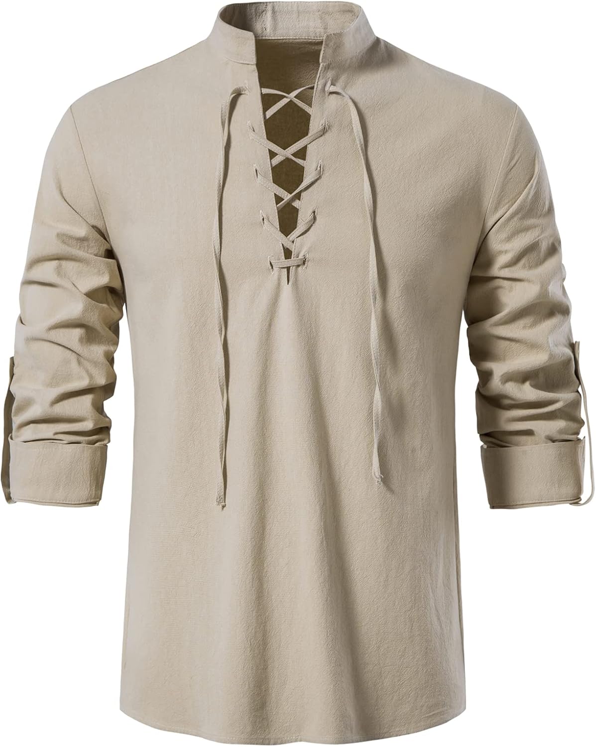 LucMatton Men Classic Lace Up Cotton Shirt Medieval Vintage Costume …