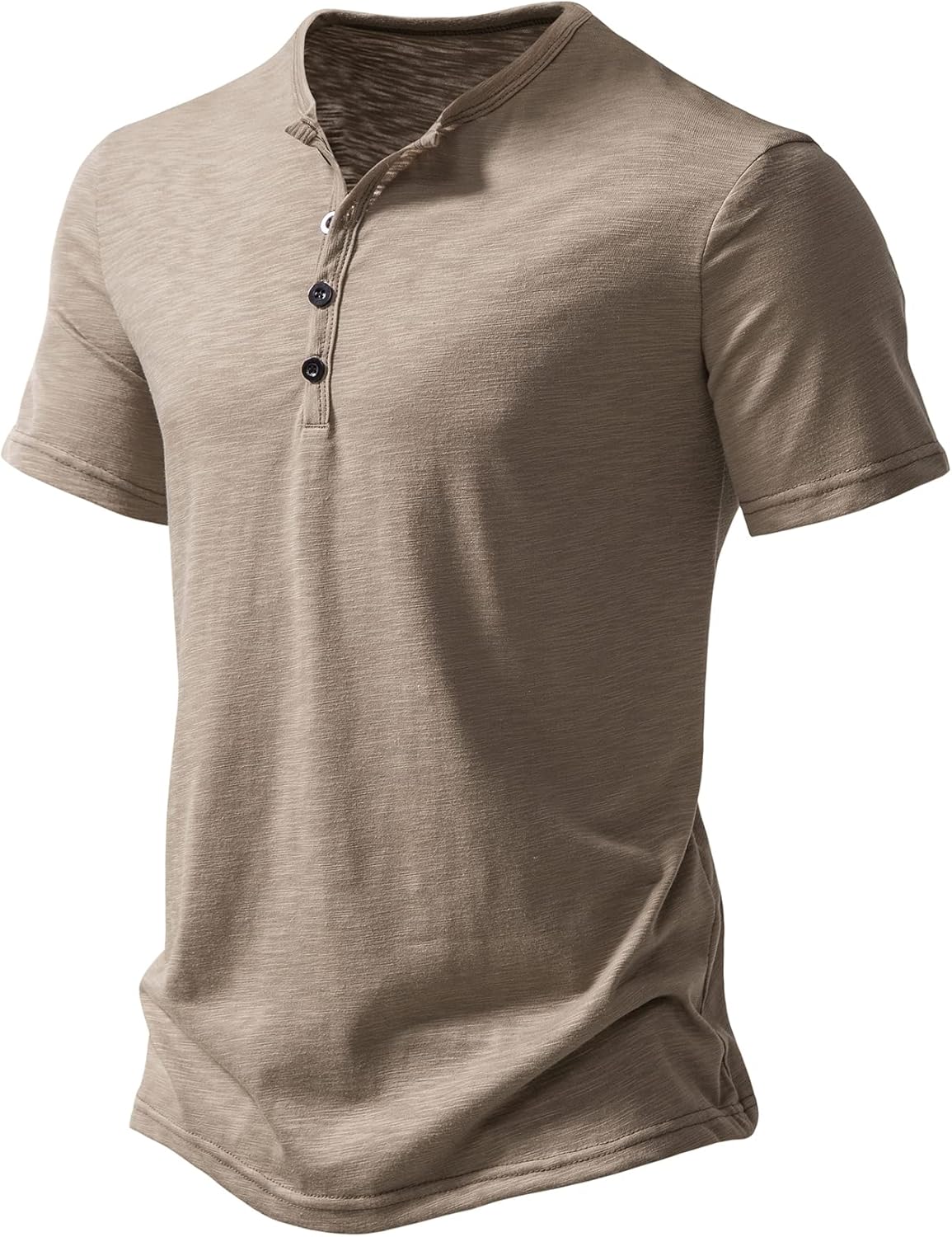 LucMatton Men's Casual Short Sleeve Slim Fit Henley Shirt Stylish 4 Buttons Muscle T-Shirts