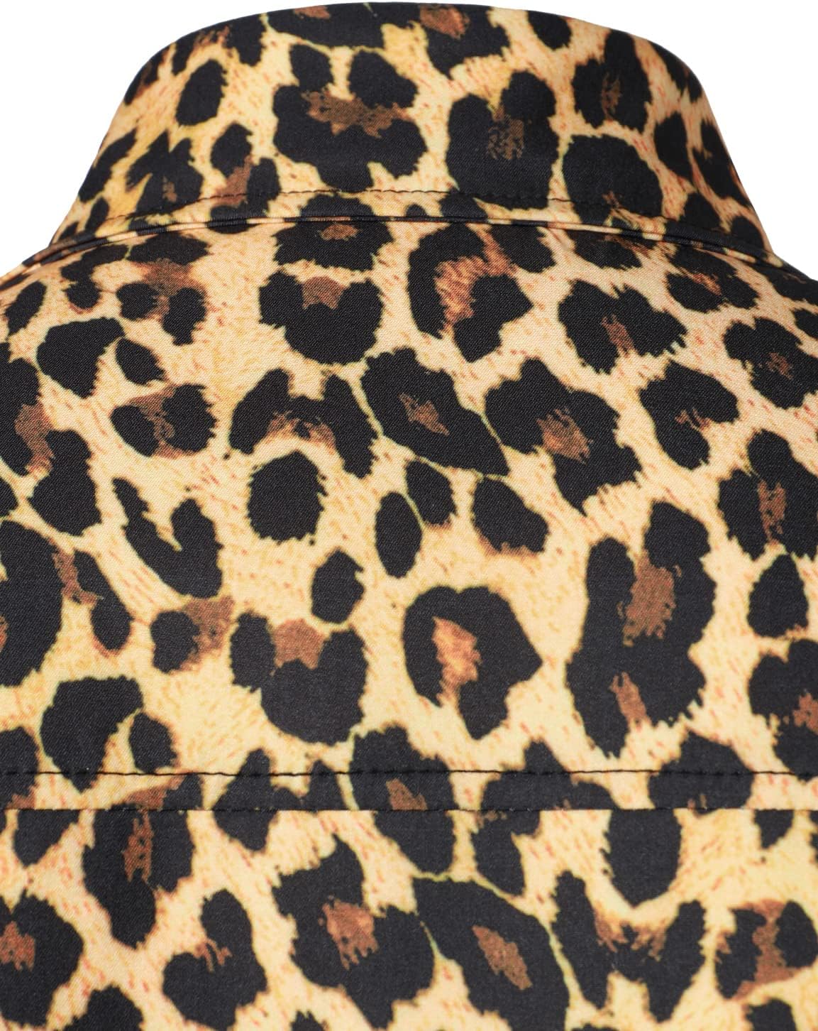 LucMatton Men's Hipster Long Sleeve Button Down Leopard Print Shirts for Club Rock Party Gold Leopard