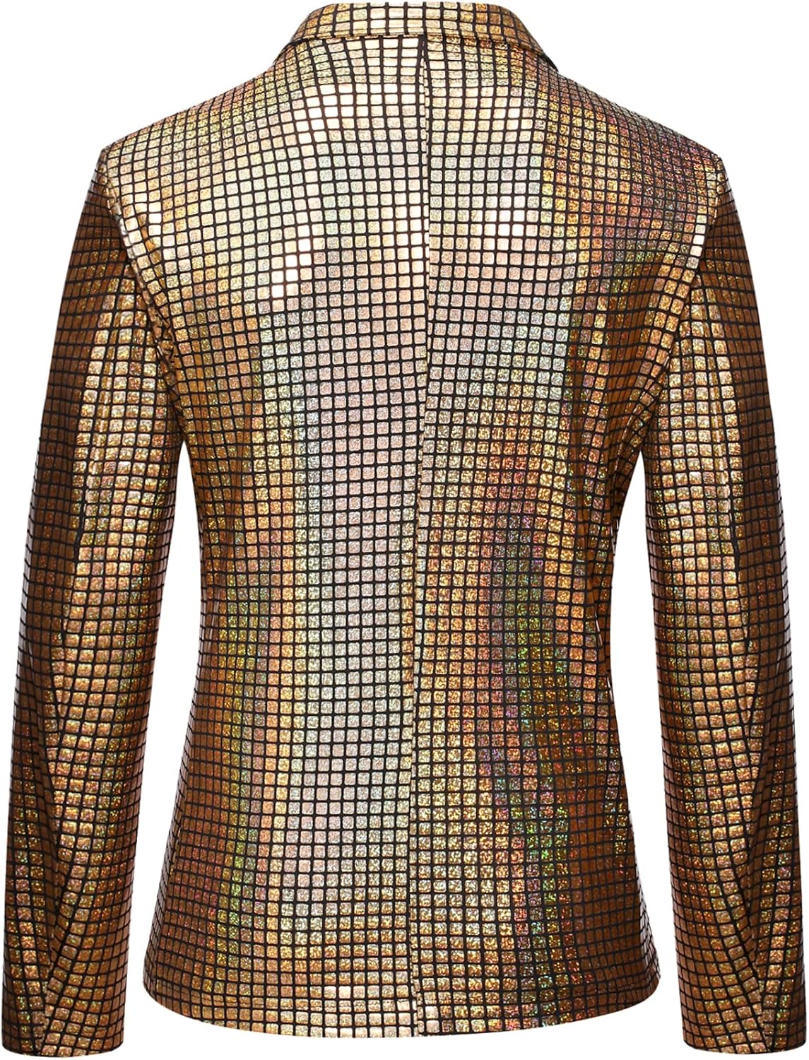 LucMatton Men's Metallic Sequin Suits 2 Piece Disco Sets, Shiny Jacket and Pants for Formal Events, Regular Fit, Long Sleeve, Dry Clean Only