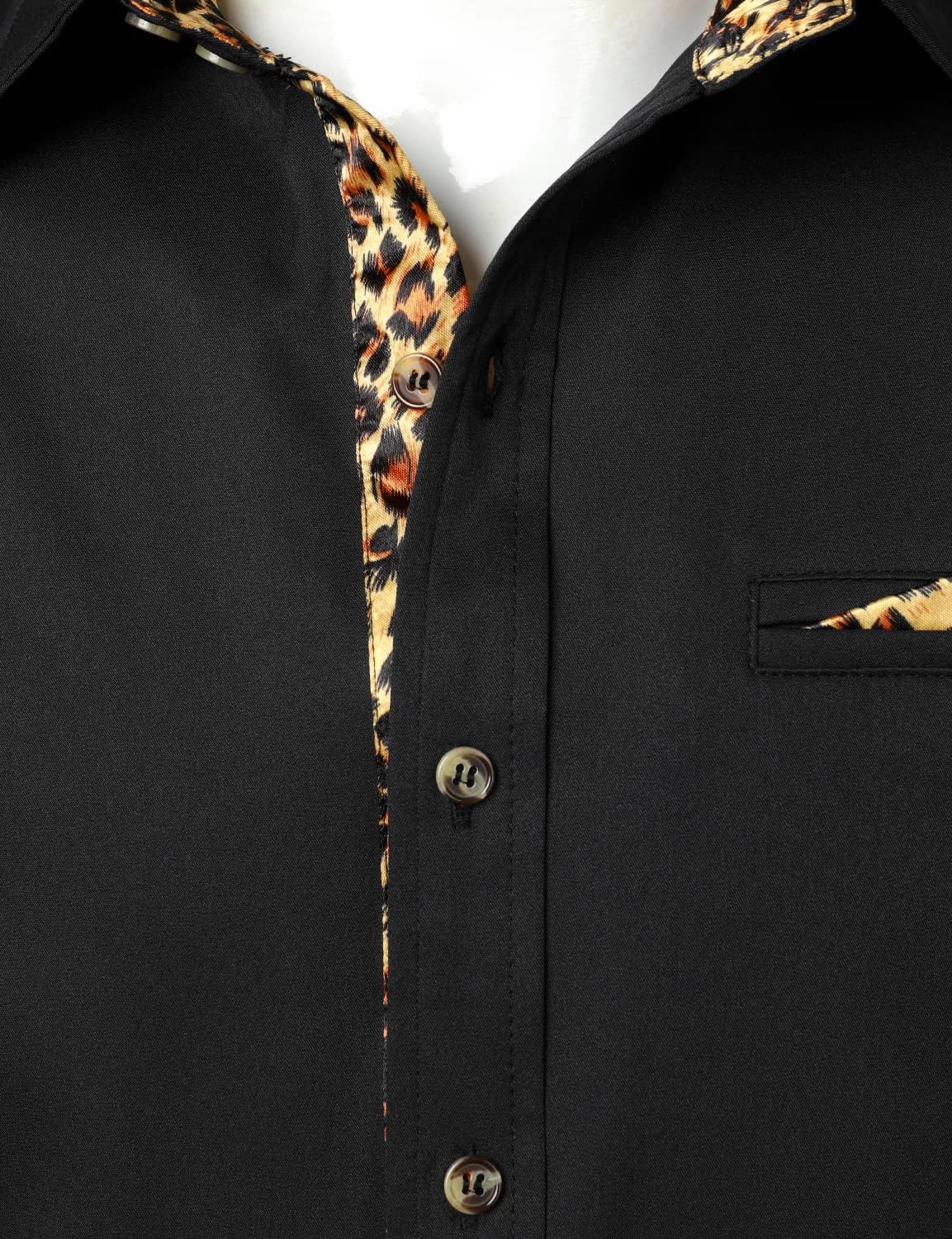LucMatton Men's Hipster Long Sleeve Button Down Leopard Print Shirts for Club Rock Party