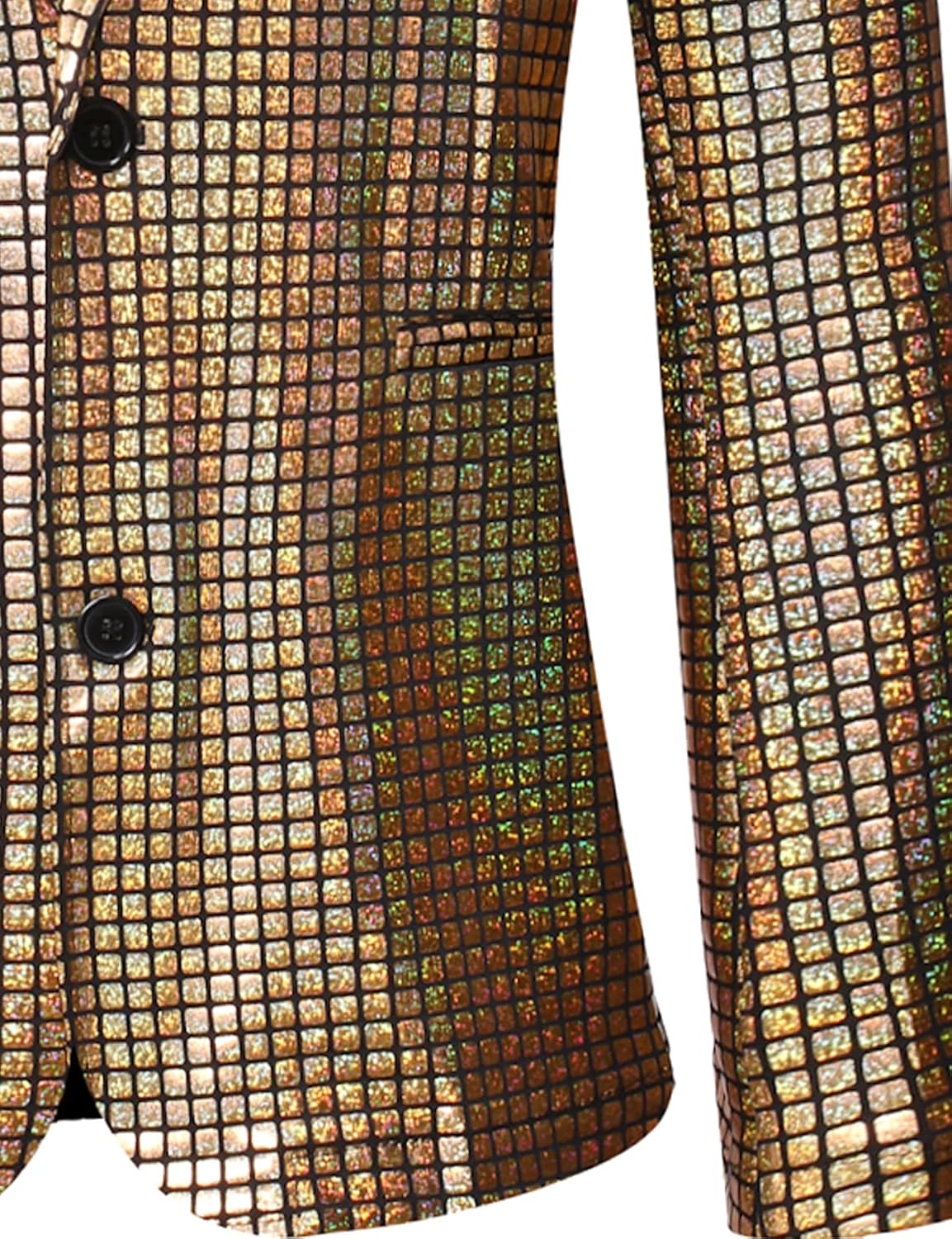 LucMatton Men's Metallic Sequin Suits 2 Piece Disco Sets, Shiny Jacket and Pants for Formal Events, Regular Fit, Long Sleeve, Dry Clean Only