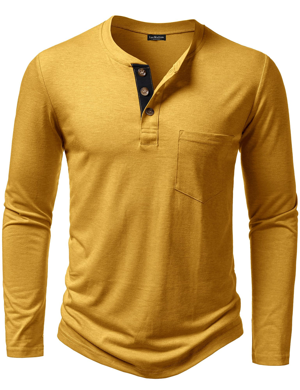 LucMatton Men's Lightweight Long Sleeve Henley T-Shirt
