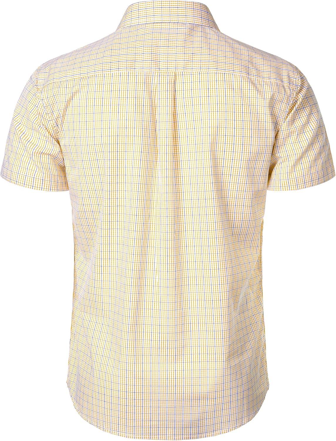 LucMatton Men's Gingham Short Sleeve Button Down Shirt Cotton Regular Fit Plaid Dress Shirts with Pocket