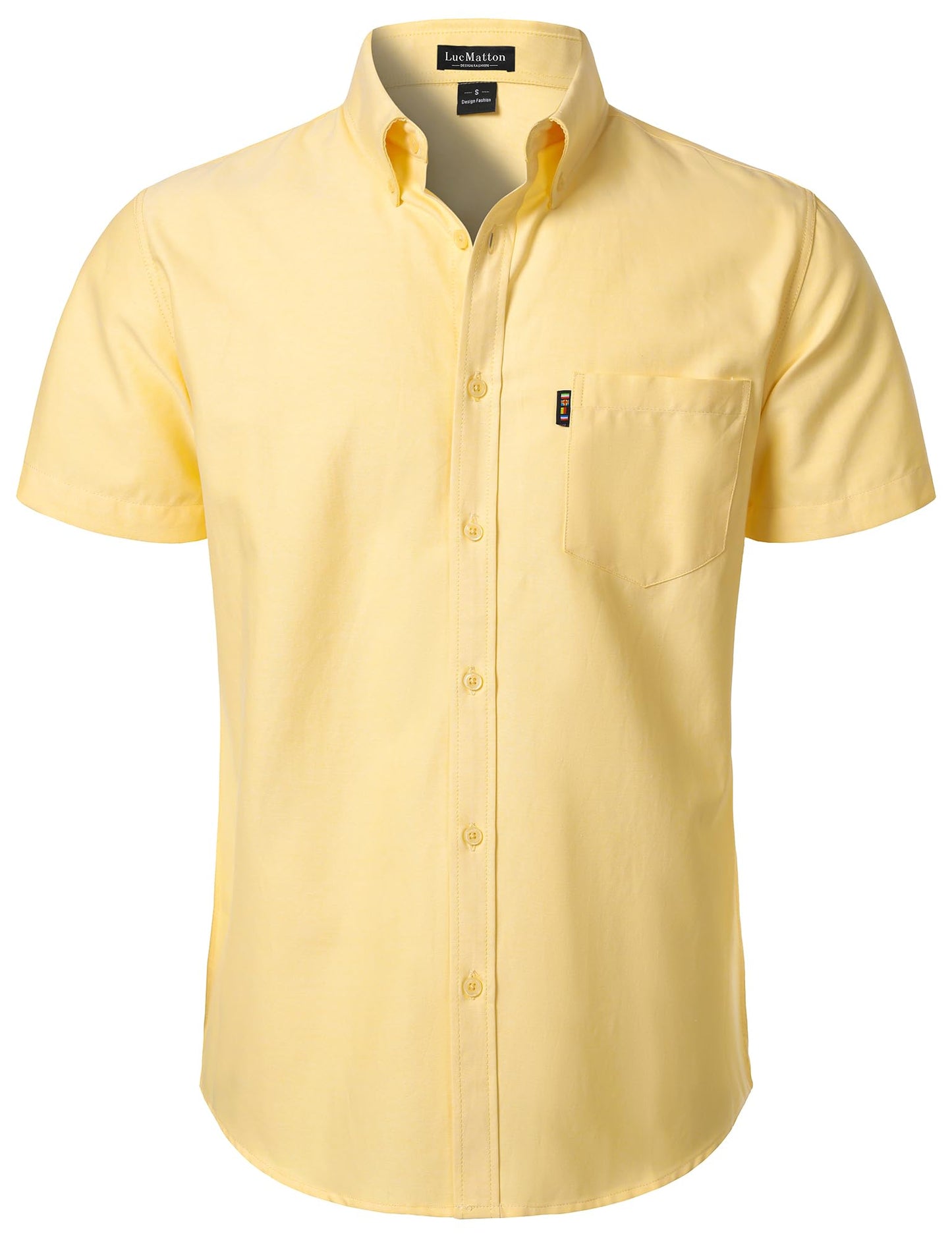 LucMatton Men's Oxford Short Sleeve Button Down Shirt Summer Casual Midweight Regular fit Dress Shirts with Pocket