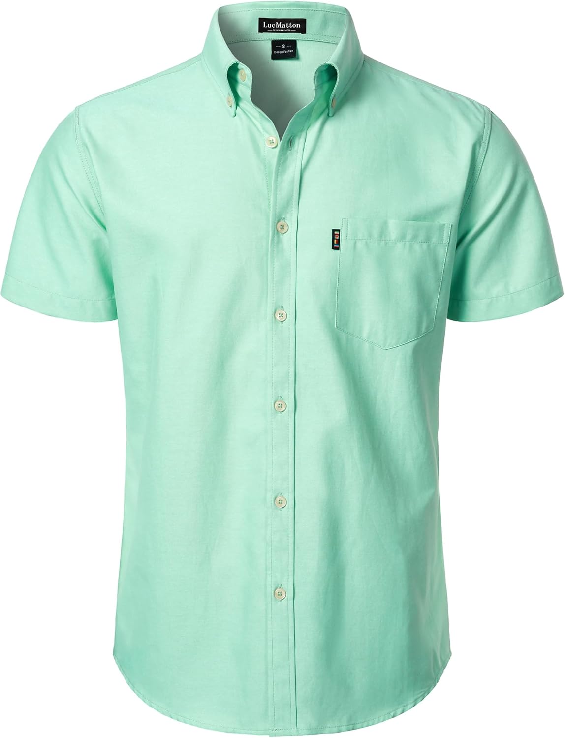 LucMatton Men's Oxford Short Sleeve Button Down Shirt Summer Casual Midweight Regular fit Dress Shirts with Pocket