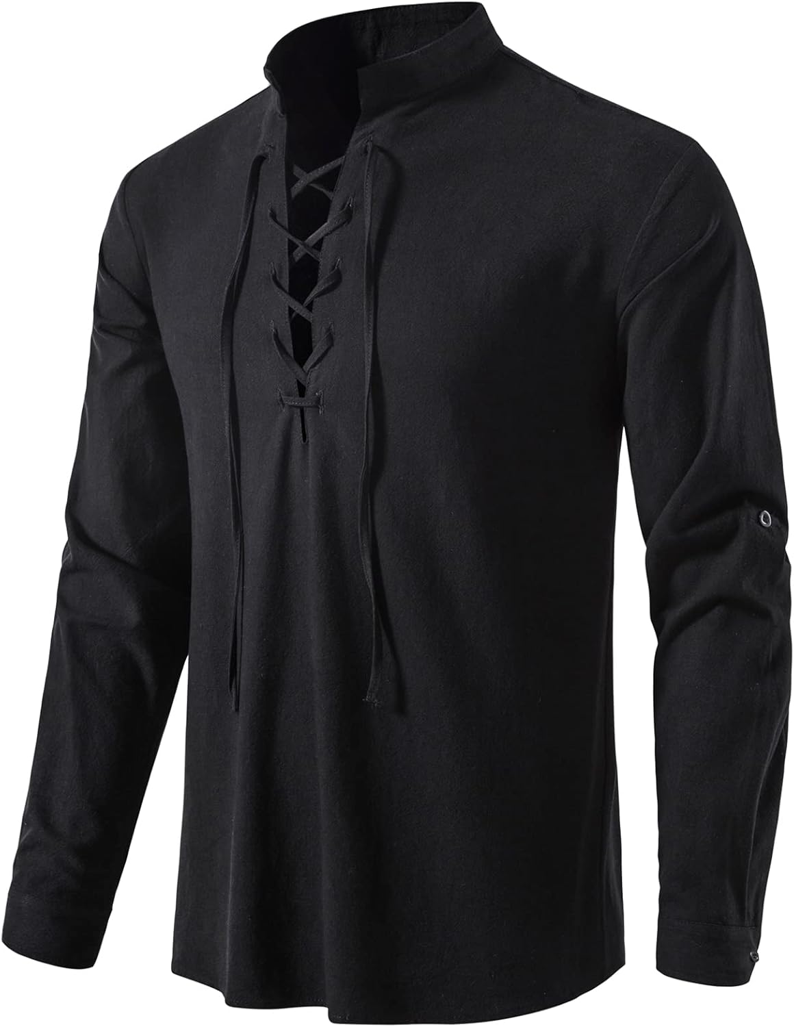 LucMatton Men Classic Lace Up Cotton Shirt Medieval Vintage Costume …