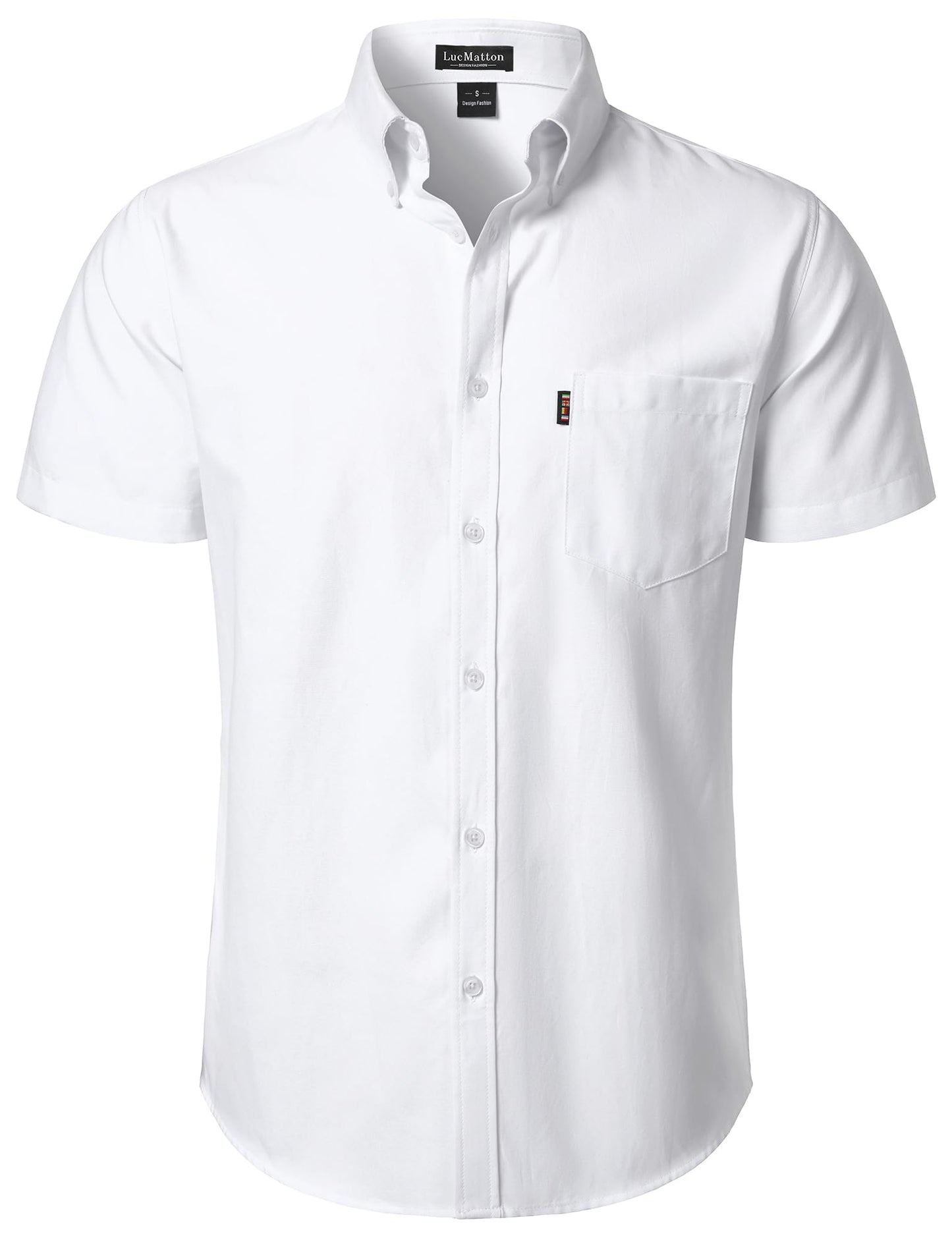 LucMatton Men's Oxford Short Sleeve Button Down Shirt Summer Casual Midweight Regular fit Dress Shirts with Pocket