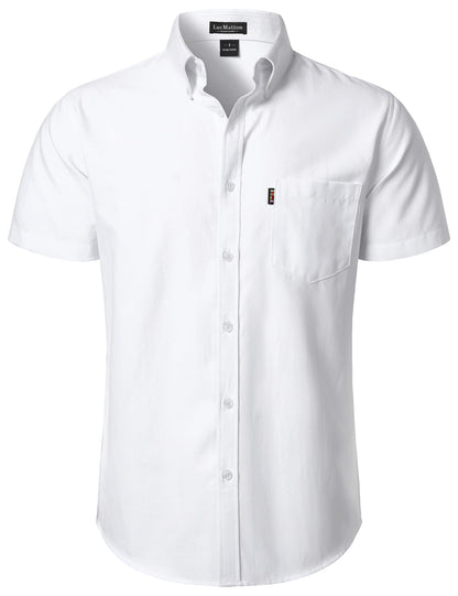 LucMatton Men's Oxford Short Sleeve Button Down Shirt Summer Casual Midweight Regular fit Dress Shirts with Pocket