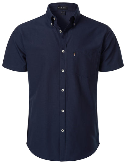 LucMatton Men's Oxford Short Sleeve Button Down Shirt Summer Casual Midweight Regular fit Dress Shirts with Pocket