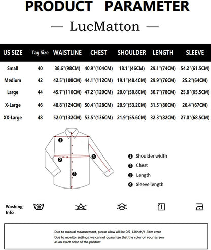 LucMatton Men's Dress Shirt Formal Stretch Wrinkle-Free Long Sleeve Slim Fit Button Down Shirts for Wedding Party