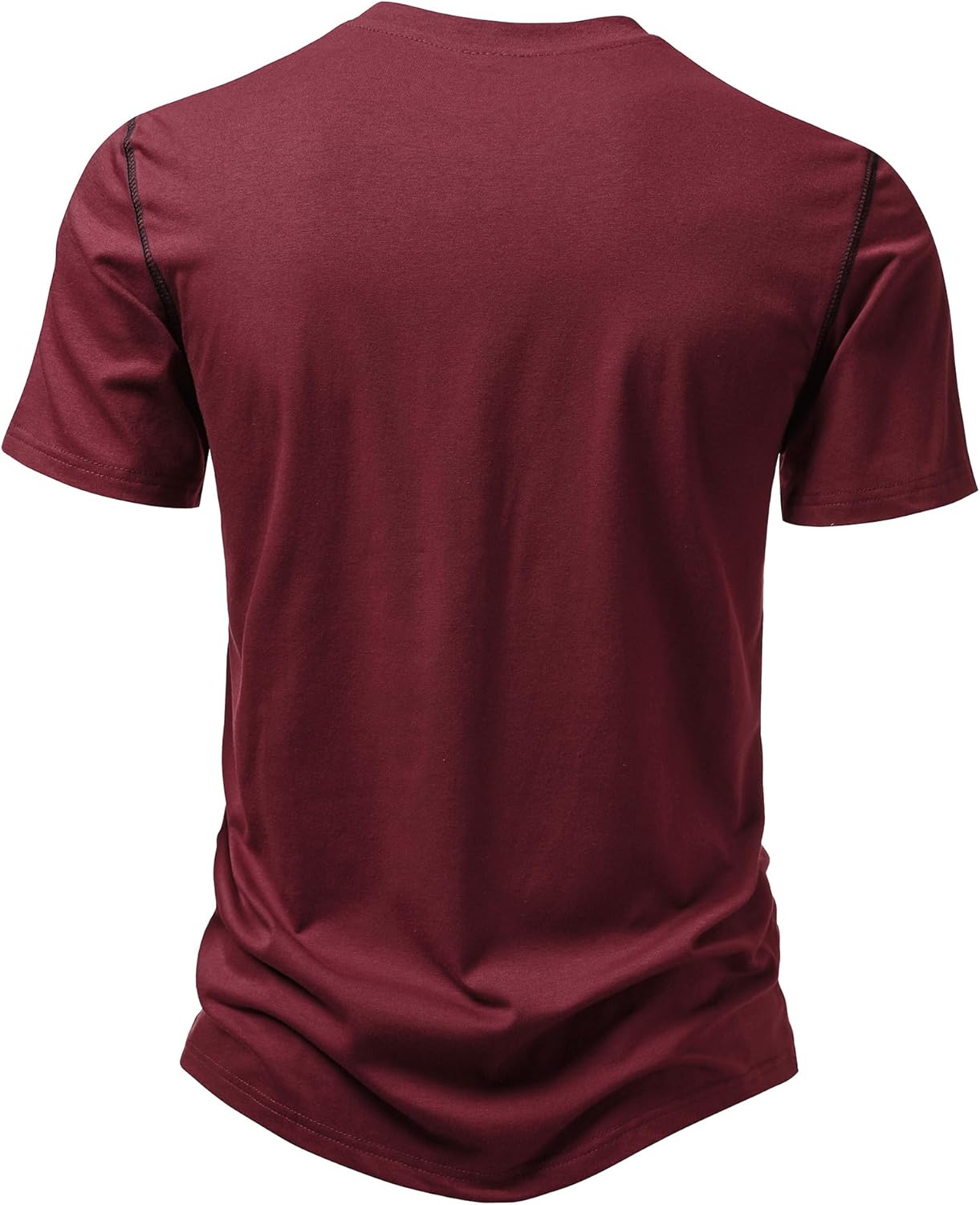 LucMatton Men's Sporty Casual Henley Shirt Short Sleeve Slim Fit Contrast Stitching T-Shirt with Pocket