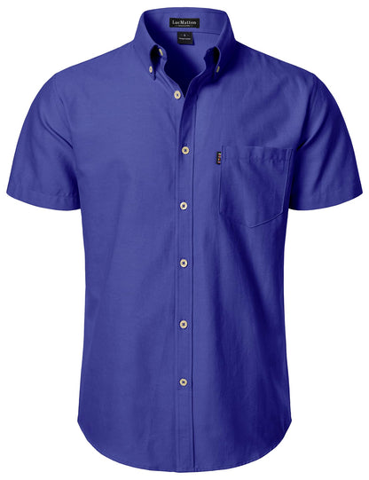 LucMatton Men's Oxford Short Sleeve Button Down Shirt Summer Casual Midweight Regular fit Dress Shirts with Pocket