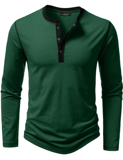 LucMatton Men's Slim Fit Casual Long Sleeve Henley Shirt