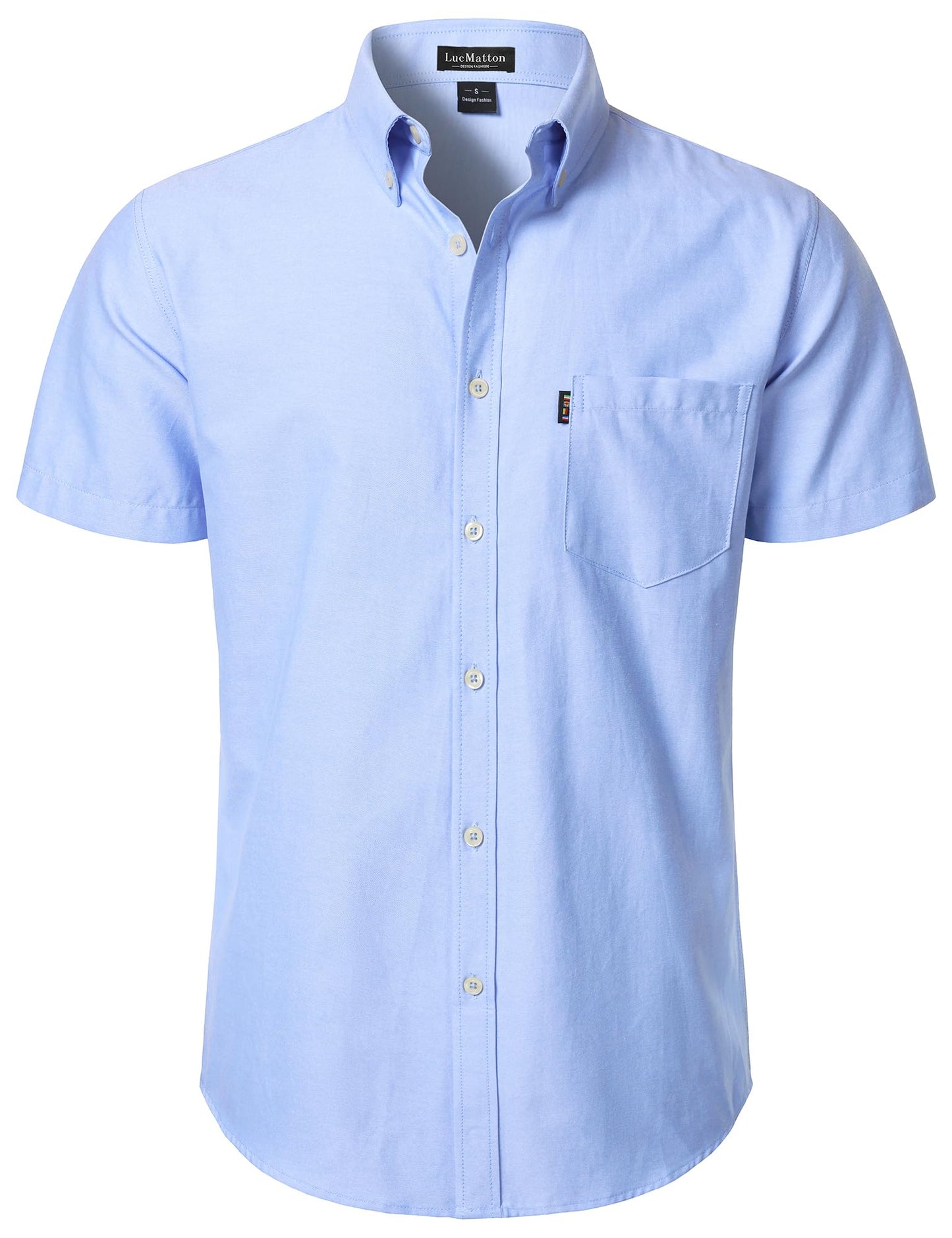 LucMatton Men's Oxford Short Sleeve Button Down Shirt Summer Casual Midweight Regular fit Dress Shirts with Pocket