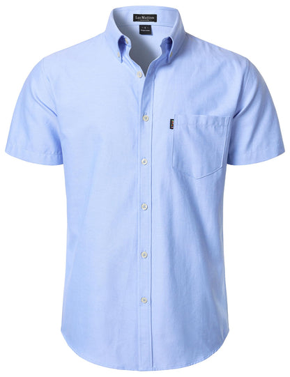LucMatton Men's Oxford Short Sleeve Button Down Shirt Summer Casual Midweight Regular fit Dress Shirts with Pocket