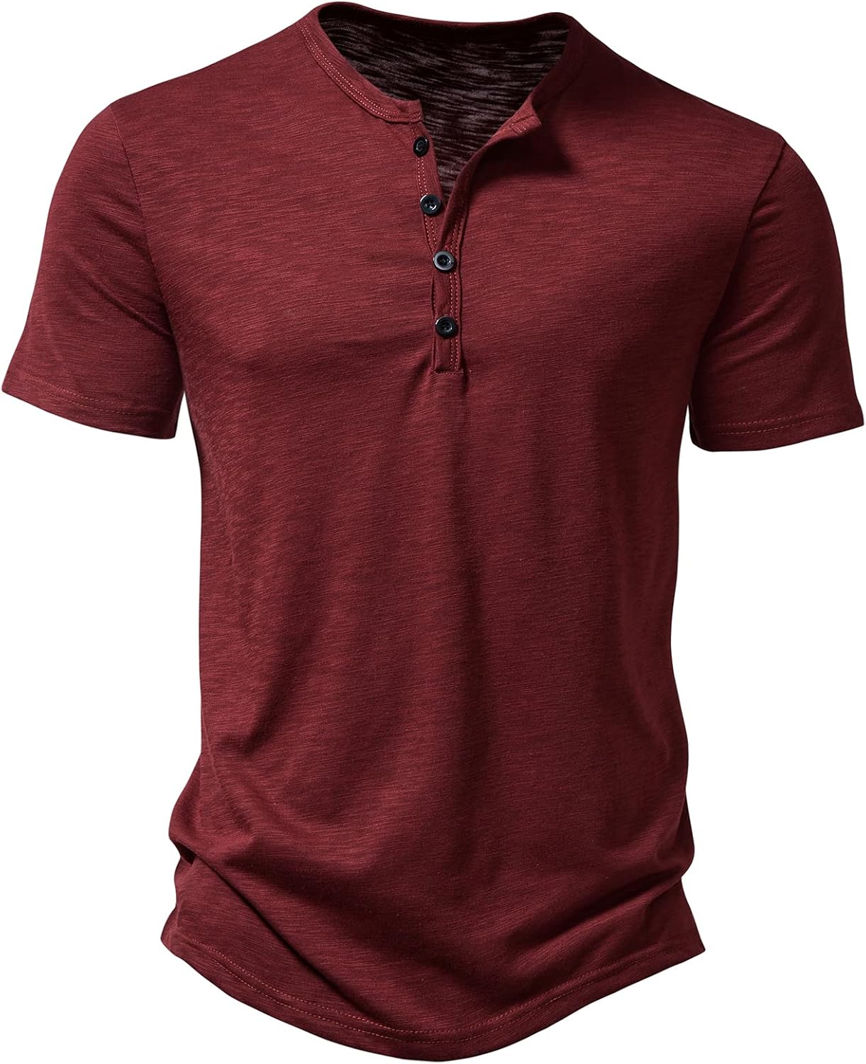 LucMatton Men's Casual Short Sleeve Slim Fit Henley Shirt Stylish 4 Buttons Muscle T-Shirts