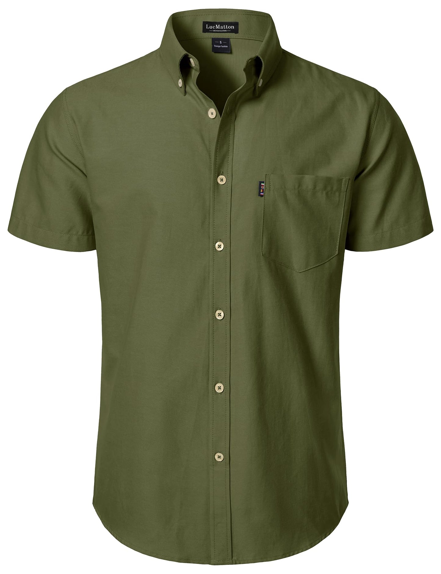 LucMatton Men's Oxford Short Sleeve Button Down Shirt Summer Casual Midweight Regular fit Dress Shirts with Pocket