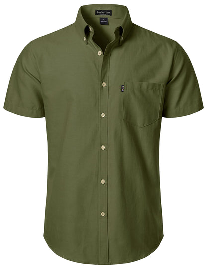 LucMatton Men's Oxford Short Sleeve Button Down Shirt Summer Casual Midweight Regular fit Dress Shirts with Pocket