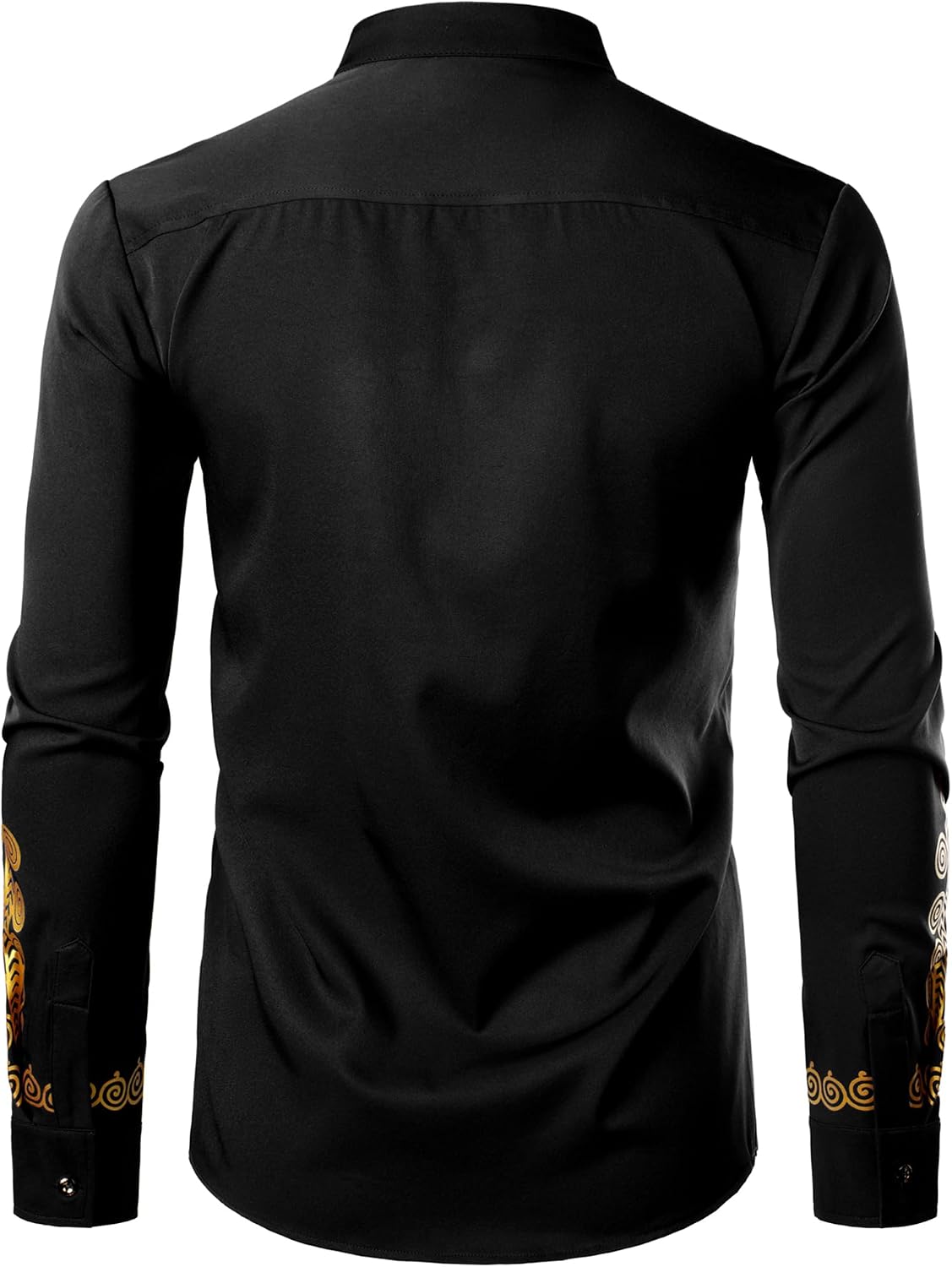 LucMatton Men's African Attire Long Sleeve Button Up Shirt