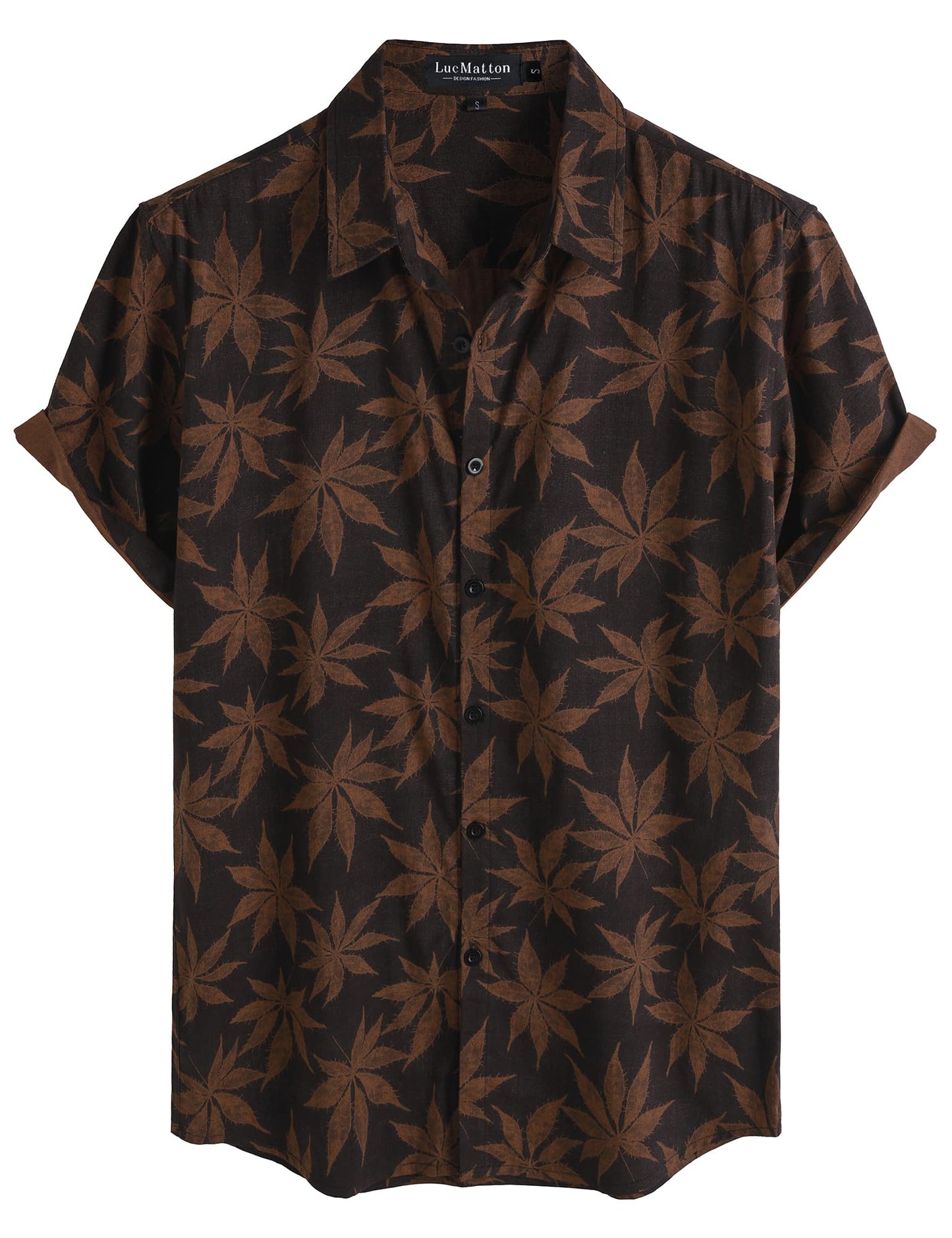LucMatton Men's 70s Hawaiian Shirt Vintage Print Short Sleeve Button Down Shirts for Summer Vacation & Beach