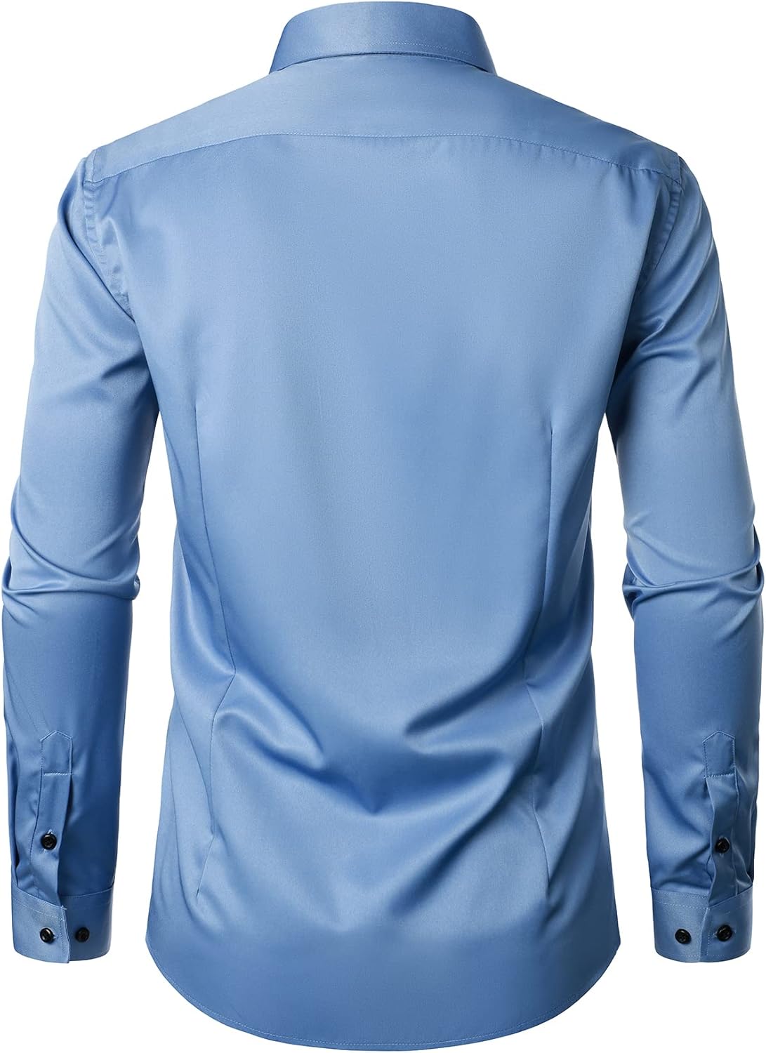 LucMatton Men's Dress Shirt Formal Stretch Wrinkle-Free Long Sleeve Slim Fit Button Down Shirts for Wedding Party