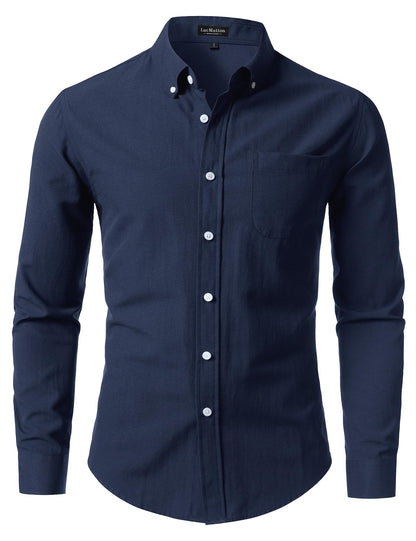 LucMatton Men's Lightweight Oxford Long Sleeve Shirt