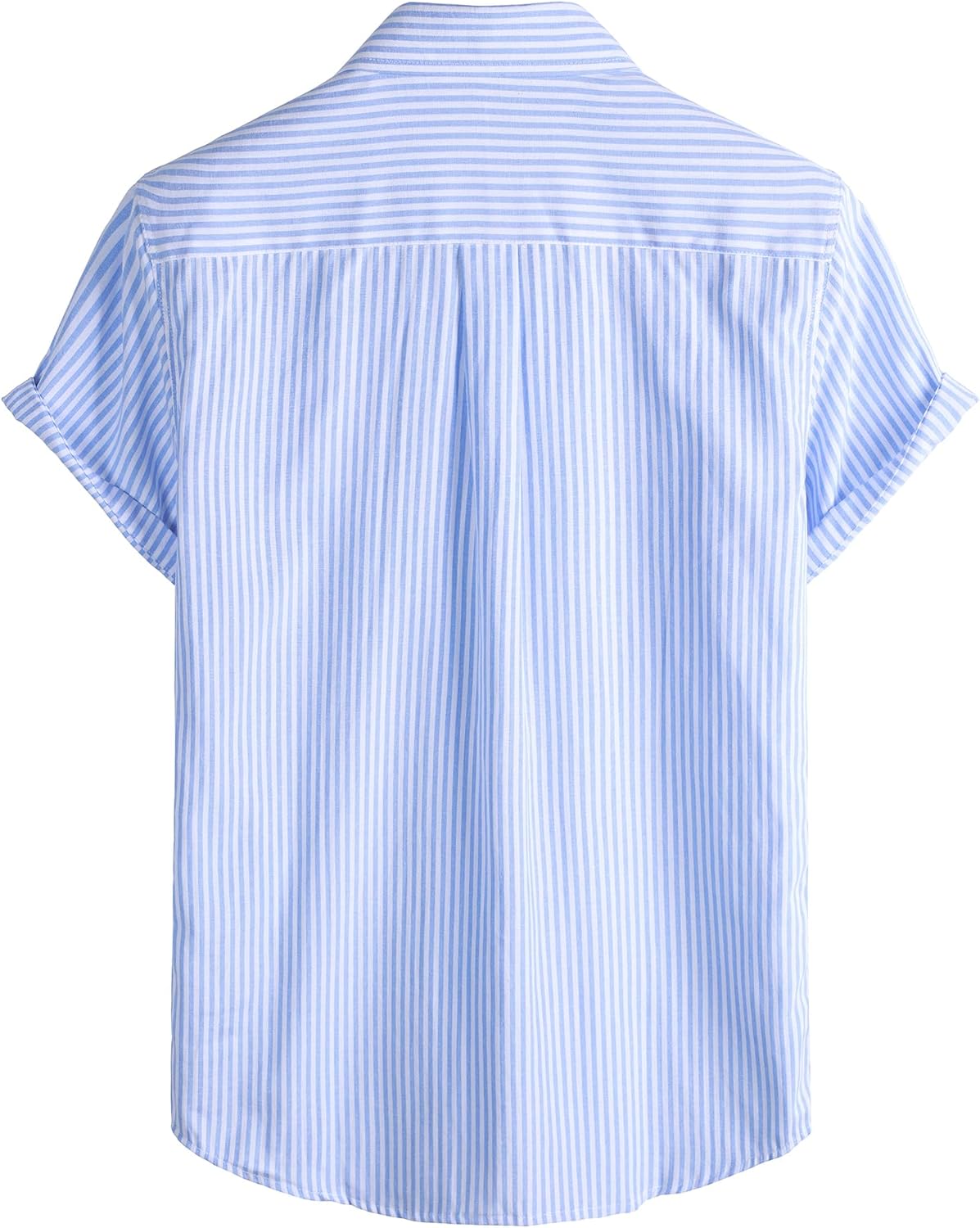 LucMatton Men's Nautical Striped Short Sleeve Button Down Shirts Casual Summer Beach Vacation Regular Fit with Pocket