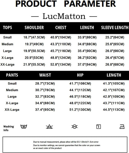 LucMatton Men's 2 Piece Outfit Long Sleeve Button up Shirt and Pants Traditional Ethnic Suit