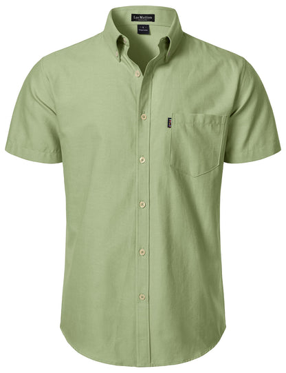LucMatton Men's Oxford Short Sleeve Button Down Shirt Summer Casual Midweight Regular fit Dress Shirts with Pocket